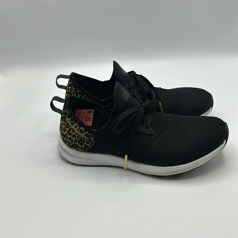 New balance black and leopard print heel shoes